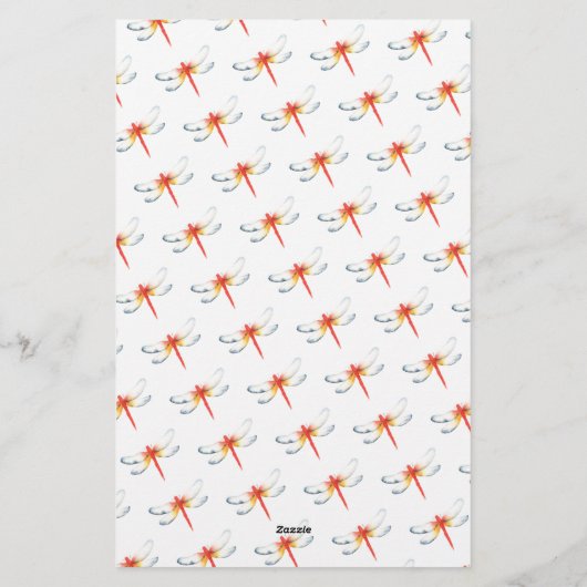 Gepersonaliseerde briefpapier Waterverf rode libel (Achterkant)