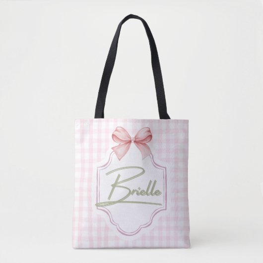 Gepersonaliseerde Brielle Baby Girl Nursery Bow &  Tote Bag (Voorkant)