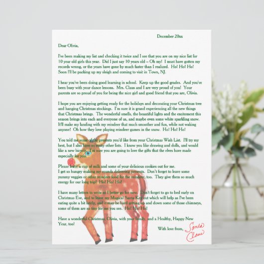 Gepersonaliseerde brieven van Santa Reindeer Feestdagenkaart (Staand voorkant)