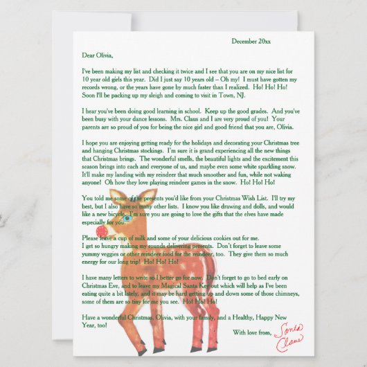 Gepersonaliseerde brieven van Santa Reindeer Feestdagenkaart (Voorkant)