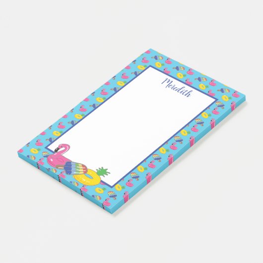 Gepersonaliseerde Bright Blue Pool Floats patterat Post-it® Notes (Schuin)
