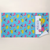 Gepersonaliseerde Bright Blue Pool Floats patterat Strandlaken (Voorkant)