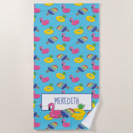 Gepersonaliseerde Bright Blue Pool Floats patterat Strandlaken