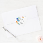 Gepersonaliseerde Bright Floral Waterverf bruiloft Hart Sticker (Envelop)