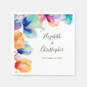 Gepersonaliseerde Bright Floral Waterverf bruiloft Servet (Voorkant)