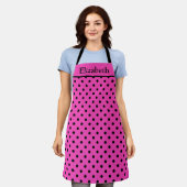 Gepersonaliseerde Bright Pink Polka Dot Chef's Sch Schort (Gedragen)