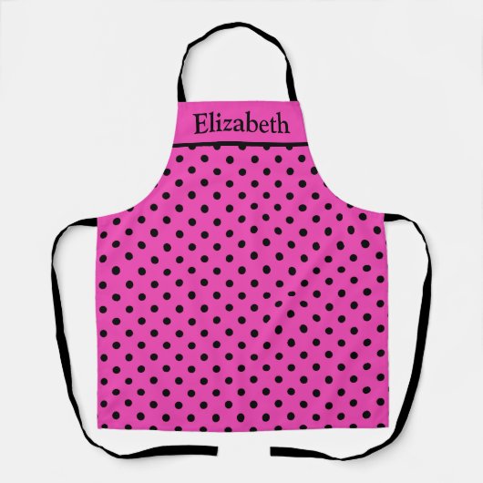 Gepersonaliseerde Bright Pink Polka Dot Chef's Sch Schort (Voorkant)