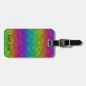 Gepersonaliseerde Bright Rainbow Sparkles Bagagela Bagagelabel (Voorkant horizontaal)