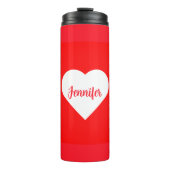 Gepersonaliseerde Bright Red & White Heart Love sc Thermosbeker (Voorkant)