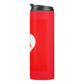 Gepersonaliseerde Bright Red & White Heart Love sc Thermosbeker (Geroteerd rechts)