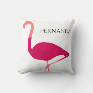 Gepersonaliseerde Bright Roze Waterverf Flamingo Kussen