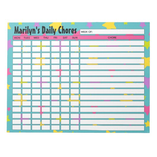 Gepersonaliseerde Bright Stars dagelijkse klusjes  Notitieblok (Voorkant)