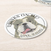 Gepersonaliseerde Brindle Engels Bulldog Hond Huwe Ronde Kartonnen Onderzetter (Gebogen)