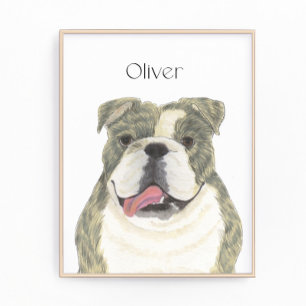 Gepersonaliseerde Brindle Engelse Bulldog Art Foto Afdruk