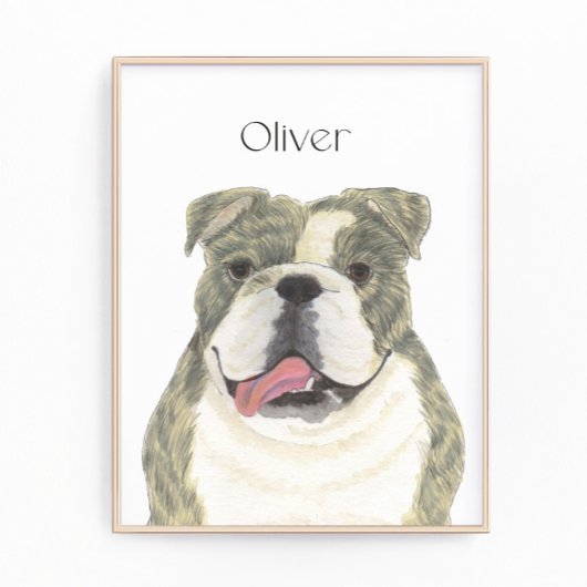Gepersonaliseerde Brindle Engelse Bulldog Art Foto Afdruk