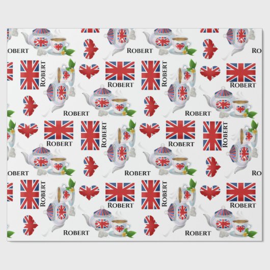 Gepersonaliseerde British Tea Cadeaupapier (Vlak)