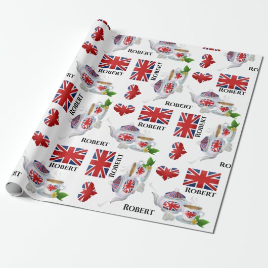 Gepersonaliseerde British Tea Cadeaupapier (Uitgerold)
