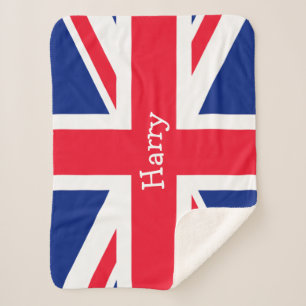 Gepersonaliseerde Brits Union Jack vlag Sherpa Deken