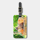 Gepersonaliseerde Britse horthair kat op Oranje so Bagagelabel (Voorkant verticaal)