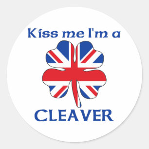 Gepersonaliseerde Britse Kiss Me I'm Cleaver Ronde Sticker