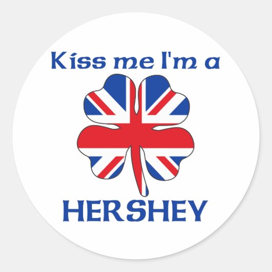 Gepersonaliseerde Britse Kiss Me I'm Hershey Ronde Sticker (Voorkant)