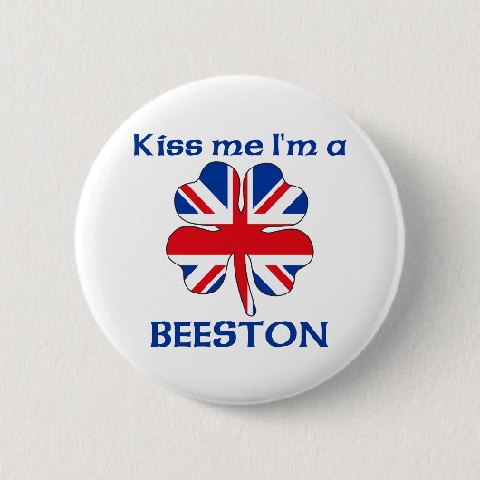 Gepersonaliseerde Britse kus Ik ben Beeston Ronde Button 5,7 Cm (Voorkant)