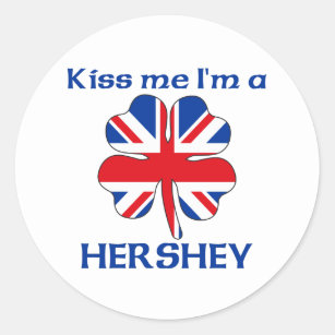 Gepersonaliseerde Britse kus Ik ben Hershey Ronde Sticker