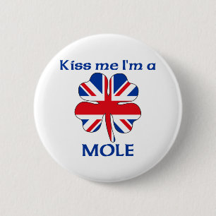 Gepersonaliseerde Britse kus Ik ben Mole Ronde Button 5,7 Cm