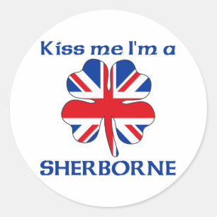 Gepersonaliseerde Britse kus Ik ben Sherborne Ronde Sticker