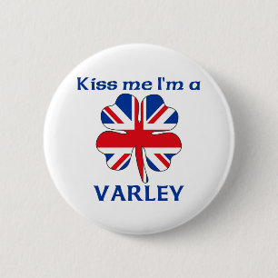 Gepersonaliseerde Britse kus Ik ben Varley Ronde Button 5,7 Cm
