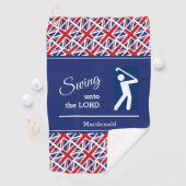 Gepersonaliseerde Britse UNIE JACK Swing Unto the  Golfhanddoek (Insitu)