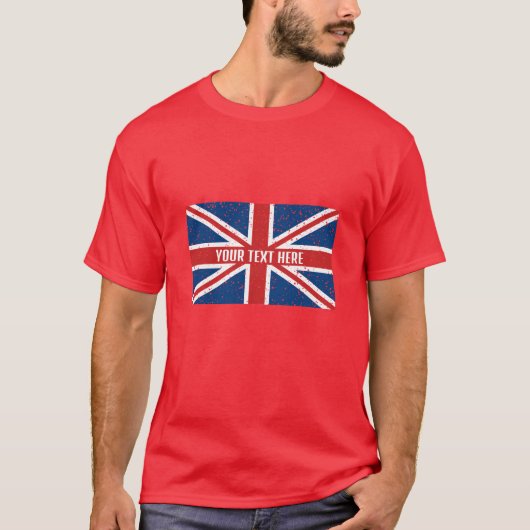 Gepersonaliseerde Britse Union Jack vlag T-shirt (Voorkant)