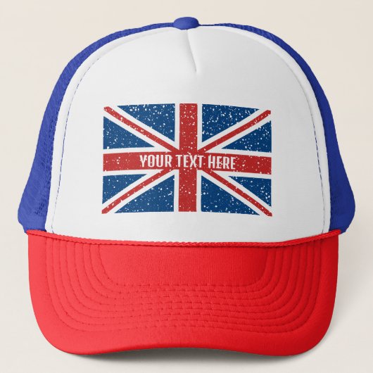 Gepersonaliseerde Britse Union Jack vlag T-shirt Trucker Pet (Voorkant)