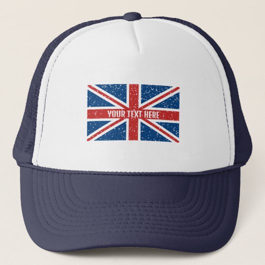 Gepersonaliseerde Britse Union Jack vlag T-shirt Trucker Pet (Voorkant)