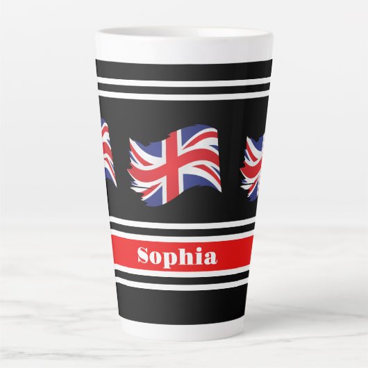 Gepersonaliseerde Britse vlag Latte Mok (Voorkant)