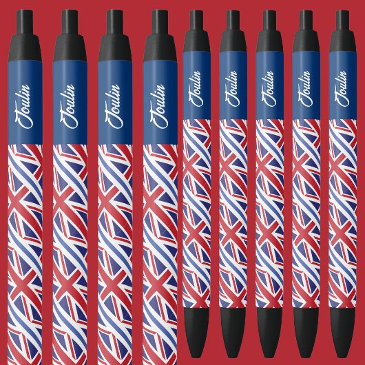 Gepersonaliseerde Britse vlag Zwarte Inkt Pen