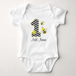 Gepersonaliseerde broedbijen 1e verjaardag Chevron Romper