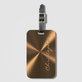 Gepersonaliseerde bronstmetalen radiale textuur bagagelabel (Voorkant (verticaal))