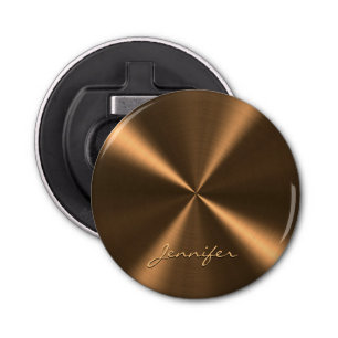 Gepersonaliseerde bronstmetalen radiale textuur button flesopener