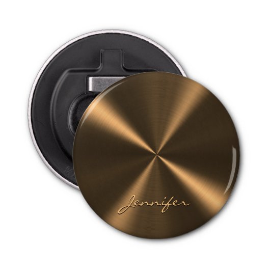 Gepersonaliseerde bronstmetalen radiale textuur button flesopener (Voorkant)