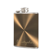 Gepersonaliseerde bronstmetalen radiale textuur heupfles (Links)