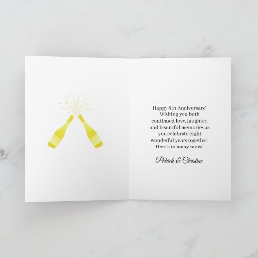 Gepersonaliseerde Bronzen 8e Jubileum Kaart paar (Binnen)