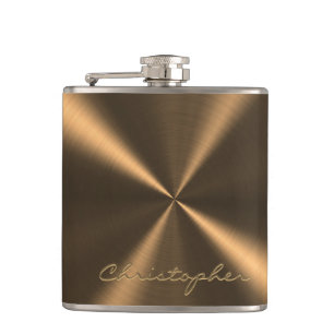 Gepersonaliseerde Bronzen Metalen Radiale Textuur Heupfles