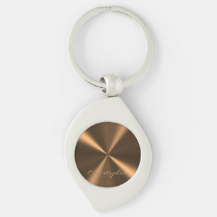 Gepersonaliseerde Bronzen Metalen Radiale Textuur Sleutelhanger