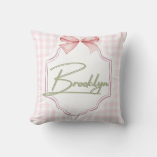 Gepersonaliseerde Brooklyn Baby Girl Nursery BowGi Kussen