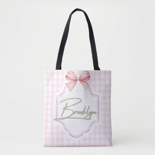 Gepersonaliseerde Brooklyn Baby Girl Nursery BowGi Tote Bag (Voorkant)