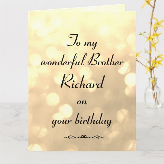 Gepersonaliseerde Brother Birthday Kaart (Gele Bloem)