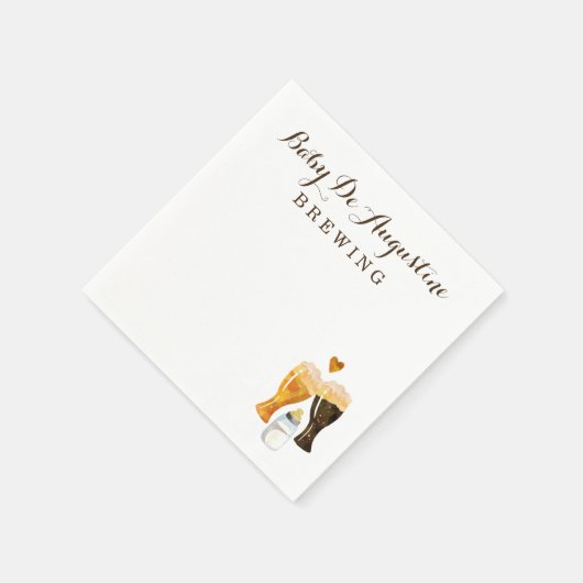 Gepersonaliseerde Brouwerij Baby shower Rustieke B Servet (Hoek)