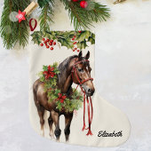 Gepersonaliseerde Brown Bay Christmas Horse Stocki Grote Kerstsok