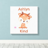 Gepersonaliseerde Brown Deer Kinder Affirmatie Kwe Canvas Afdruk (Insitu (Houten vloer))
